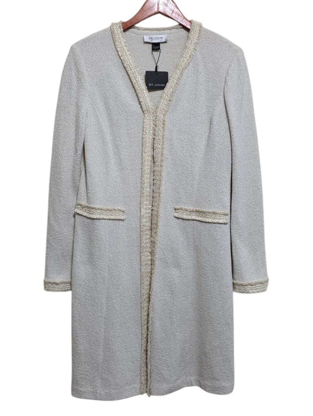 St. John Evening Duster Jacket in White Metallic Size 8 NWT